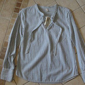 NWT $98 Fall 2011 J Crew Indigo-stripe Bonnie peasant tunic top shirt blouse 0